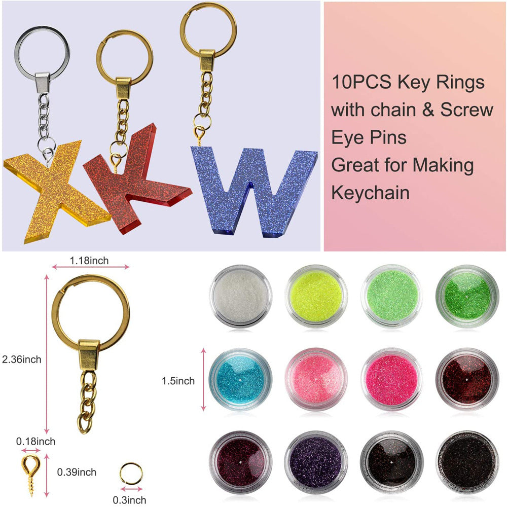 Wholesale 73pcs Digital Pinyin Alphabet Epoxy Mold Keychain Set